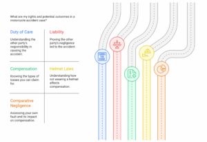 Understanding Your Rights in a Motorcycle Accident Case UK law protects motorcycle riders. Key aspects to understand include: Duty of Care: All road users have a duty of care to avoid causing harm to others. If another driver was negligent (e.g., speeding, distracted driving) and caused your accident, they are liable for your damages. Liability: Proving liability requires demonstrating that the other party's negligence directly caused the accident and your injuries. Compensation: You may be entitled to compensation for various losses, including medical expenses, lost income, motorcycle repair or replacement costs, pain and suffering, and future care needs. Helmet Laws and Liability: Although helmet use is mandatory in the UK, not wearing a helmet does not automatically negate a claim. However, it can impact the amount of compensation awarded. Courts may reduce compensation if they believe a helmet would have reduced the severity of your injuries. Comparative Negligence: If you are partially at fault for the accident, your compensation may be reduced proportionally to your degree of fault. For example, if you are found 20% responsible, your compensation will be reduced by 20%.